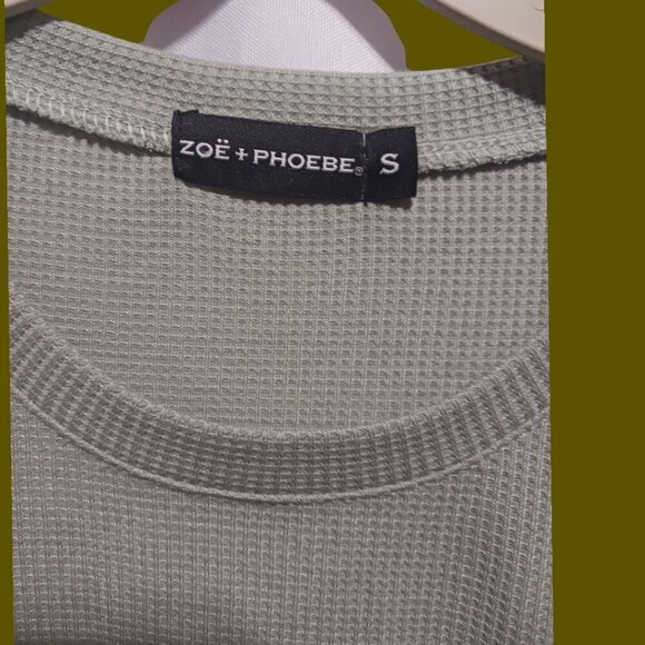 Zoë + Phoebe Waffle Knit Short Sleeve T-Shirt Sage Green size Small - Picture 6 of 7